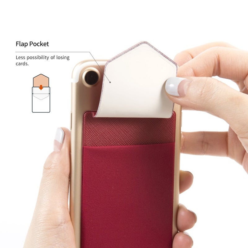 Sinjimoru Secure Card Holder for Back of Phone, Stretchy Fabric Cell Phone Wallet Stick On Credit Card Case for iPhone & Android. Sinji Pouch Flap Navy - Image 2